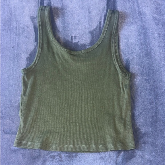 Olive Green Ribbed Tank Top - Picture 3 of 3